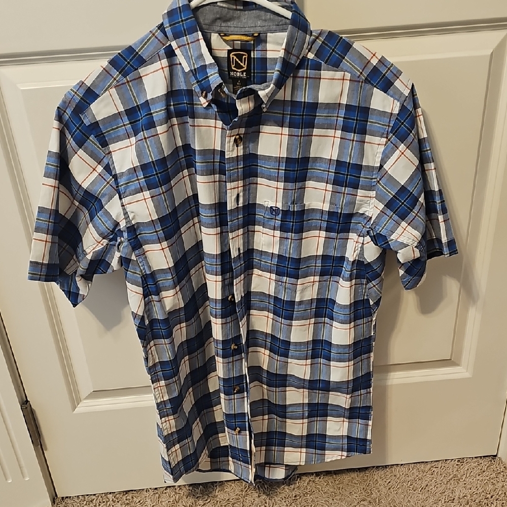 Noble Outfitters Blue and White Plaid Men's Casual Shirt